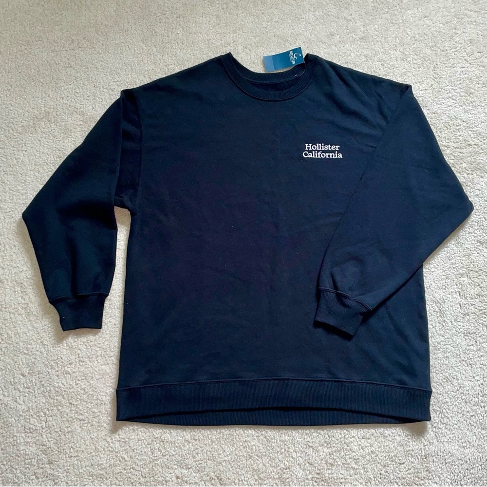 Hollister Women’s Black Crewneck Embroidered Logo